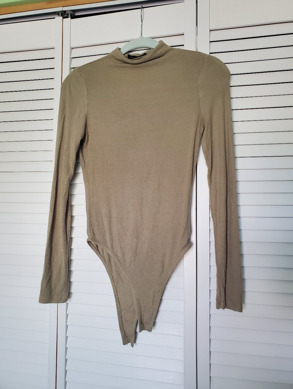 Shinestar Olive Ribbed Long Sleeve Mock Neck Bodysuit
